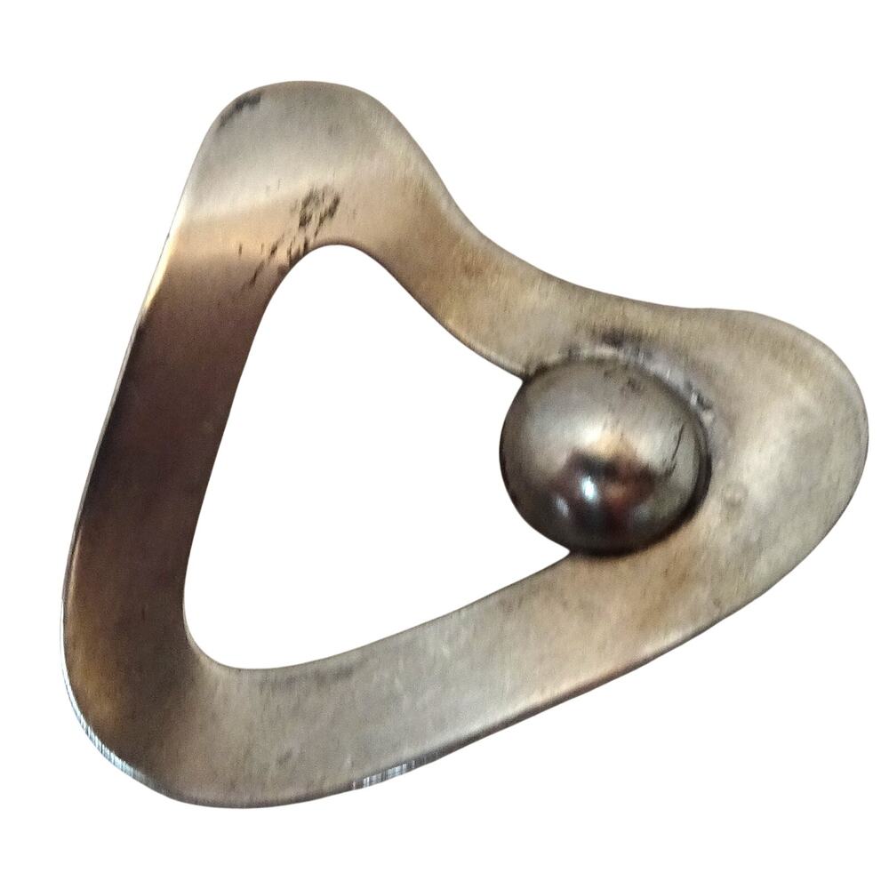 Sterling Silver Modernist Triangle Brooch Pin Abstract Geometric